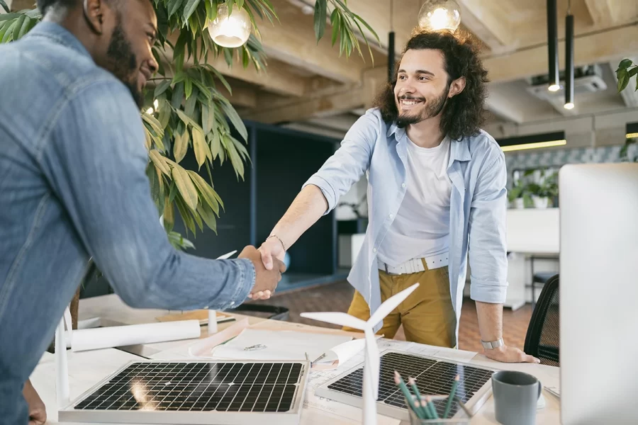 LD Creative Designs - Maximize Your Website's Potential - New client shaking hands with business owner