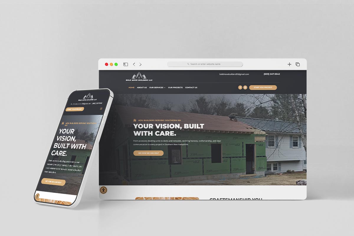 Web Design for Contractors - Mock up of new website for Bold Move Builders