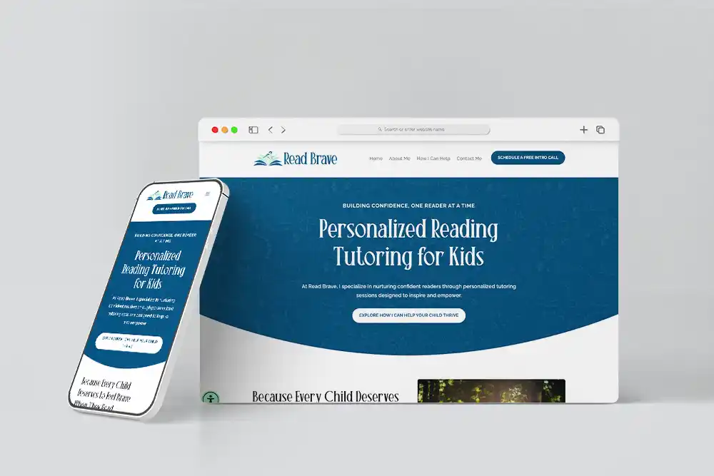 Mock Up of Website Design For Reading Educator, Read Brave